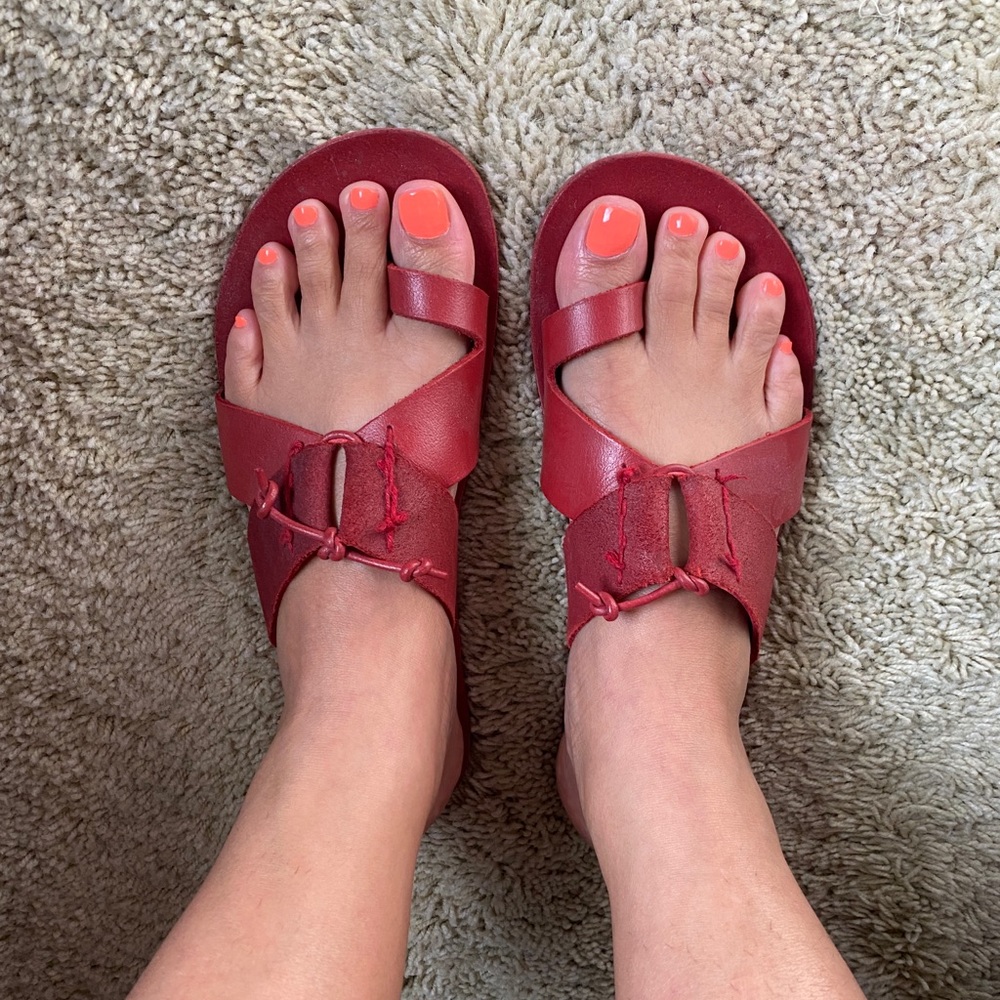 Sophie Slip On Sandals - FREE PEOPLE- red